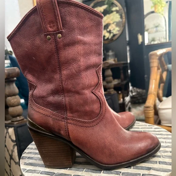Vintage Lucky brand oxblood leather cowboy boots size 7.5‎ - Picture 4 of 15